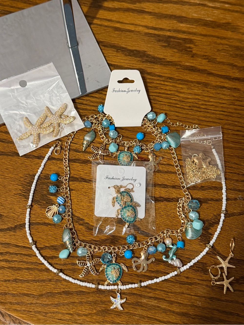 Costume Jewelry Beach Theme Charm Necklace Bracelet Earring Sets